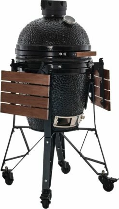 The Bastard Keramikgrill Classic Medium - Complete - Schwarz Glänzend - Modell 2023 -Grill Verkaufs-Shop Bastard Grill Medium Complete Seitentische abgeklappt BC203