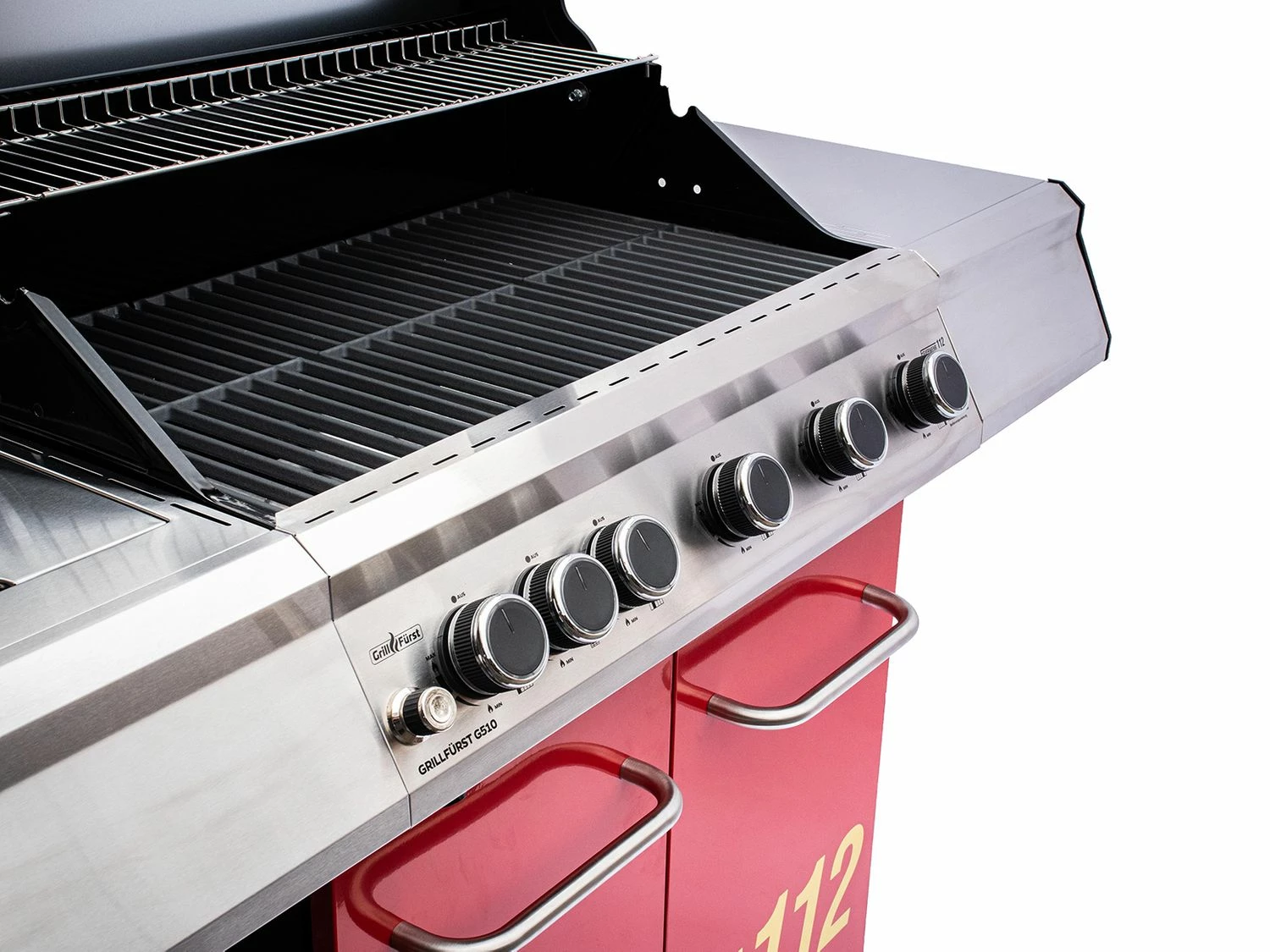 Grillfürst G510G 5-Brenner Gasgrill Mit Hochtemperaturbrenner Und Gusseisen Rosten - Feuerwehr Edition 8 Grillfürst G510G 5-Brenner Gasgrill Mit Hochtemperaturbrenner Und Gusseisen Rosten - Feuerwehr Edition – Bild 6
