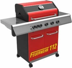 Grillfürst G510G 5-Brenner Gasgrill Mit Hochtemperaturbrenner Und Gusseisen Rosten - Feuerwehr Edition