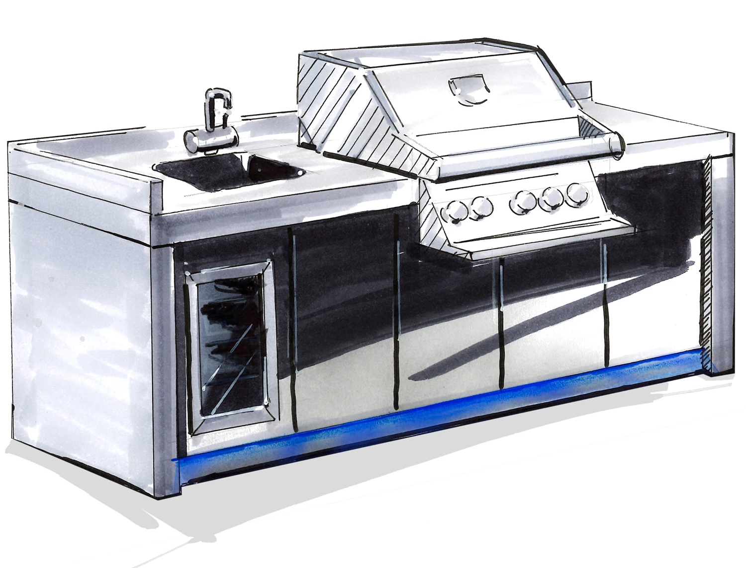 Grillfürst Outdoor Küche Aus 3-tlg. Gegossenem Beton Und HPL (300 Cm X 70 Cm) - Mit Einbaugrill, Spüle, Kühlschrank Und LED Beleuchtung 3 Grillfürst Outdoor Küche Aus 3-tlg. Gegossenem Beton Und HPL (300 Cm X 70 Cm) - Mit Einbaugrill, Spüle, Kühlschrank Und LED Beleuchtung