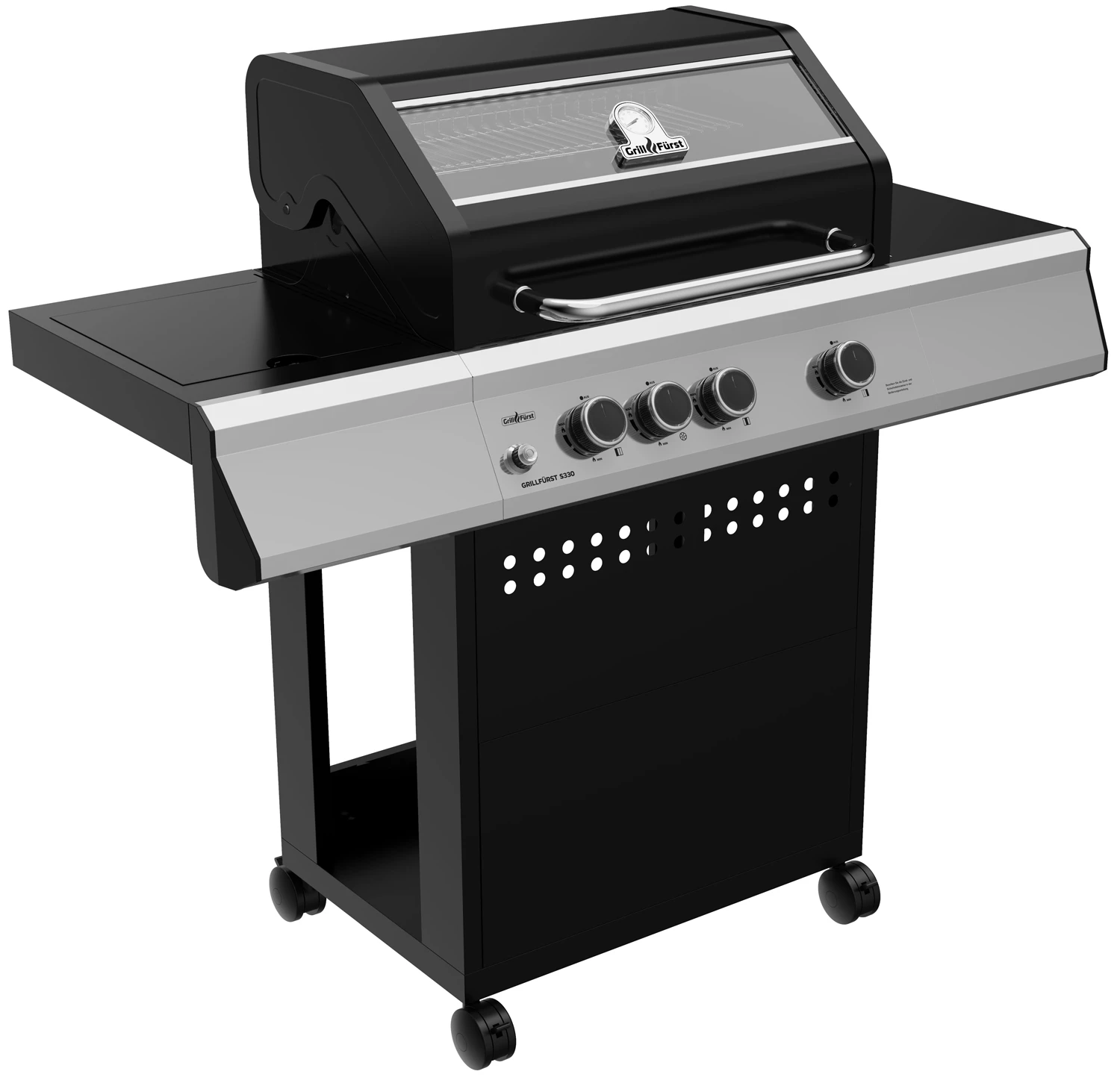 Grillfürst S330G 3-Brenner Gasgrill Mit Seitenkocher Und Gusseisen Rosten - Inkl. Gasgrill Einsteigerpaket 6 Grillfürst S330G 3-Brenner Gasgrill Mit Seitenkocher Und Gusseisen Rosten - Inkl. Gasgrill Einsteigerpaket – Bild 4