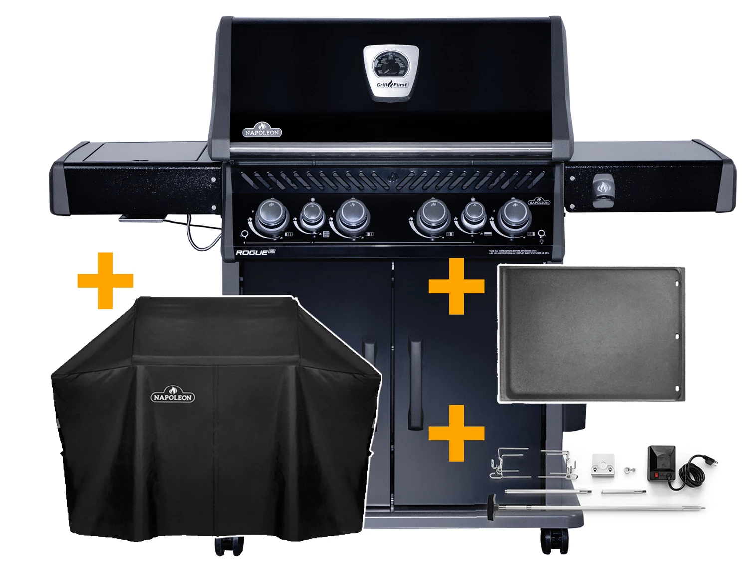 Napoleon Rogue SE 525 Gasgrill - All-black - Mit Sizzle Zone Und Heckbrenner - Grillfürst Edition - X-DEAL Inkl. Abdeckhaube, Gussplatte Und Drehspieß-Set - Modell 2022 3 Napoleon Rogue SE 525 Gasgrill - All-black - Mit Sizzle Zone Und Heckbrenner - Grillfürst Edition - X-DEAL Inkl. Abdeckhaube, Gussplatte Und Drehspieß-Set - Modell 2022