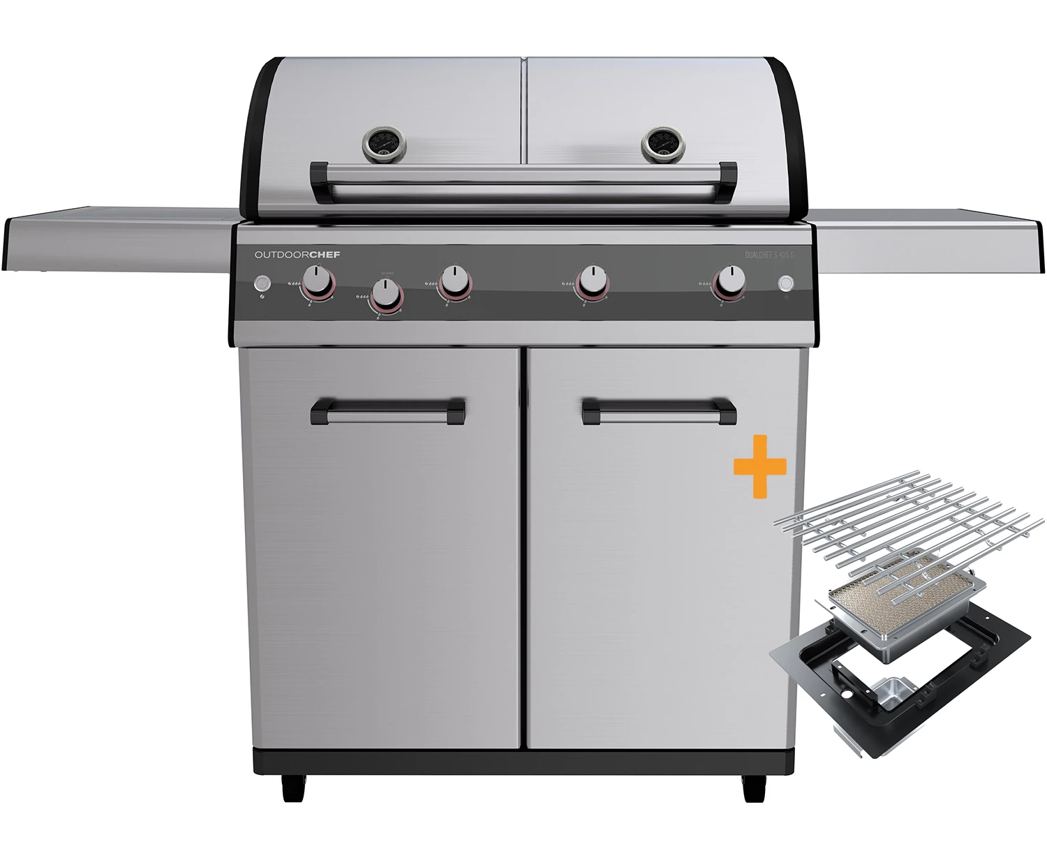Outdoorchef Dualchef S 425 G Edelstahl Gasgrill Mit Seitenkocher + Blazing Zone Infrarotbrenner + DGS Gusseisen Grillrost 2 Stk. + DGS Gemüse Grillrost 2 Stk. 3 Outdoorchef Dualchef S 425 G Edelstahl Gasgrill Mit Seitenkocher + Blazing Zone Infrarotbrenner + DGS Gusseisen Grillrost 2 Stk. + DGS Gemüse Grillrost 2 Stk.