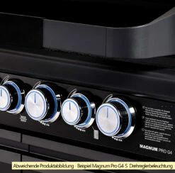 Rösle Gasgrill Magnum PRO G3 - X-DEAL Inkl. Abdeckhaube, Gusseisen Grillplatte Und Drehspieß - Modell 2023 -Grill Verkaufs-Shop Roesle Magnum Pro Drehregler Beispiel G4 S 2