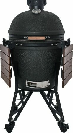 The Bastard Keramikgrill Urban Large - Complete - Schwarz Matt - Modell 2023 -Grill Verkaufs-Shop The Bastard Urban Large Keramikgrill BU201 Seitentische abgeklappt